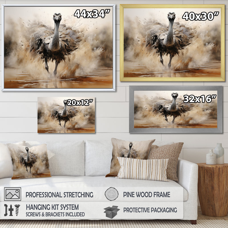 Autruches d'Afrique, impression sur toile, Toile tendue, H 34 po x l 44 po x P 1,5 po