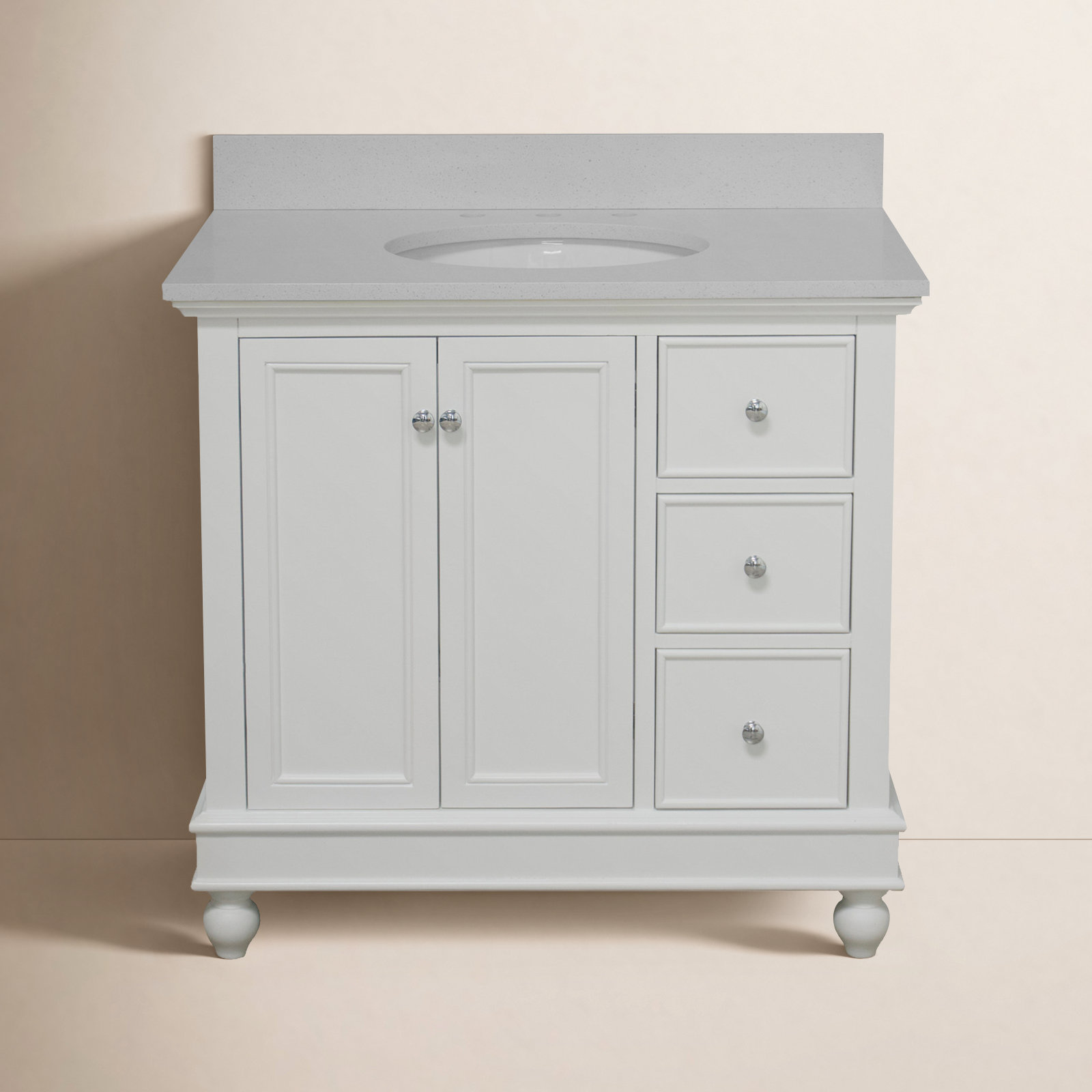 Ferdinand 36'' Single Bathroom Vanity, White, Quartz