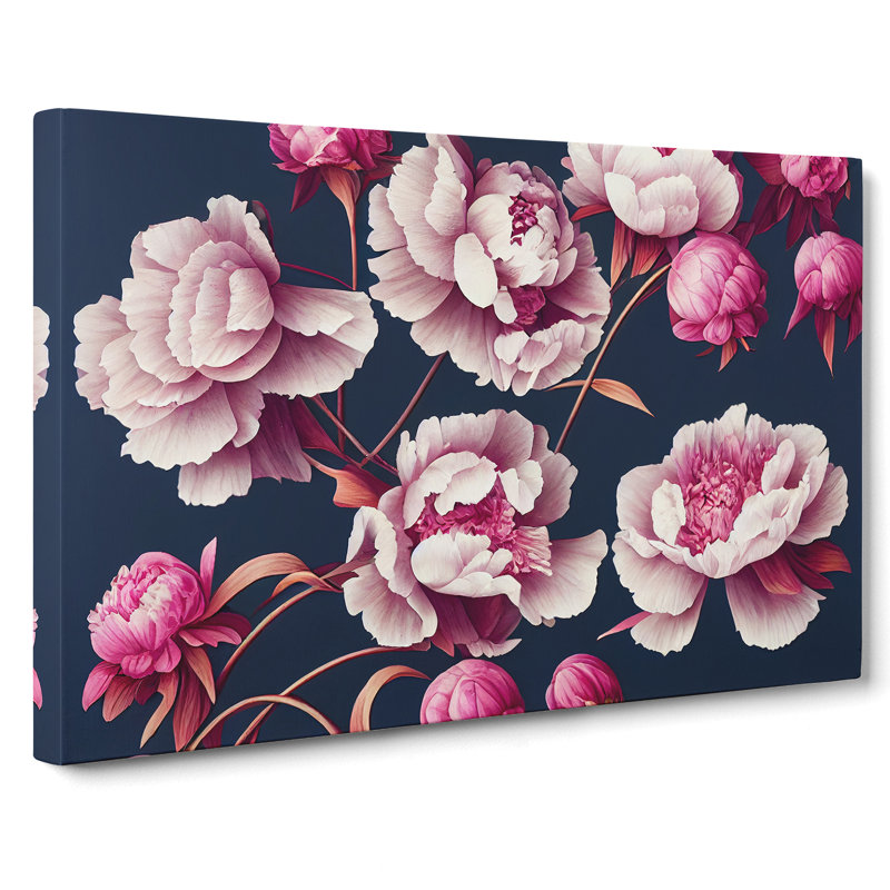 Bewitching Peonies - Wrapped Canvas Print, 35cm H x 50cm W x 3cm D