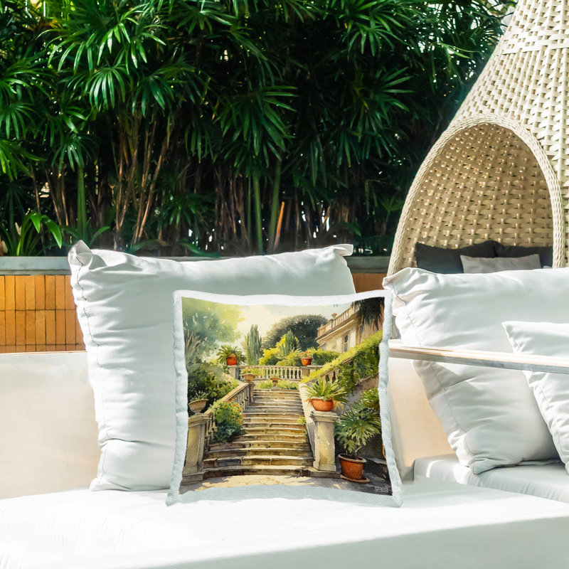 Coussin d'extérieur imprimé Villa Garden