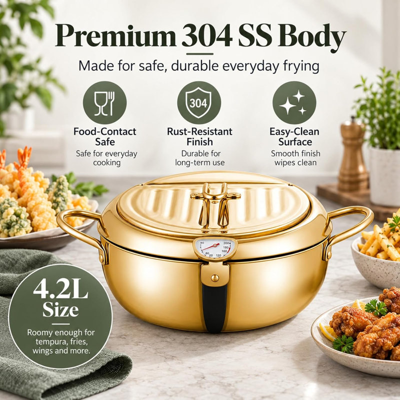 Stainless Steel Fryer Pot 4.2L Deep Fryer