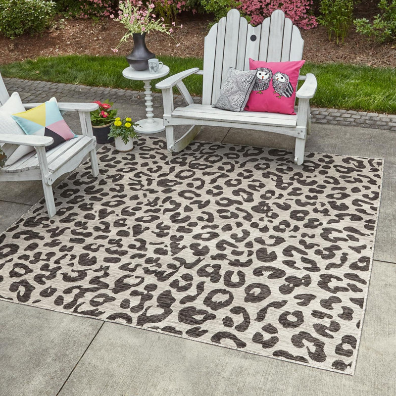 Munguia Animal Print Brown/Gray Indoor/Outdoor Area Rug, Square 12'