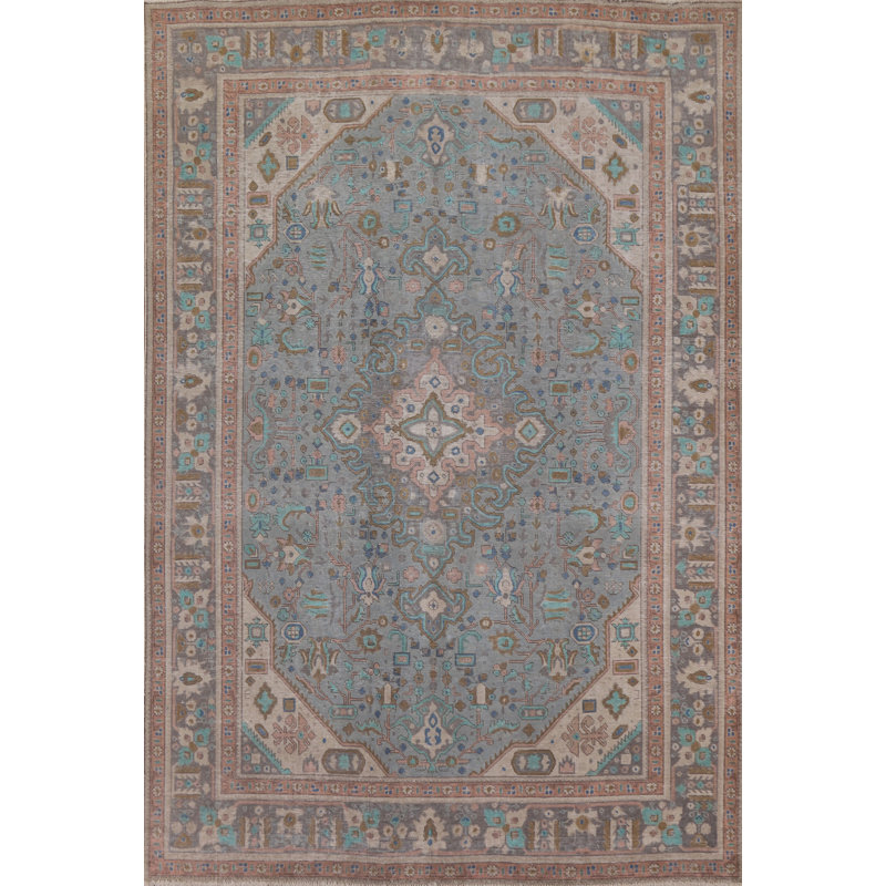 Tapis bleu géométrique 8 x 11 po