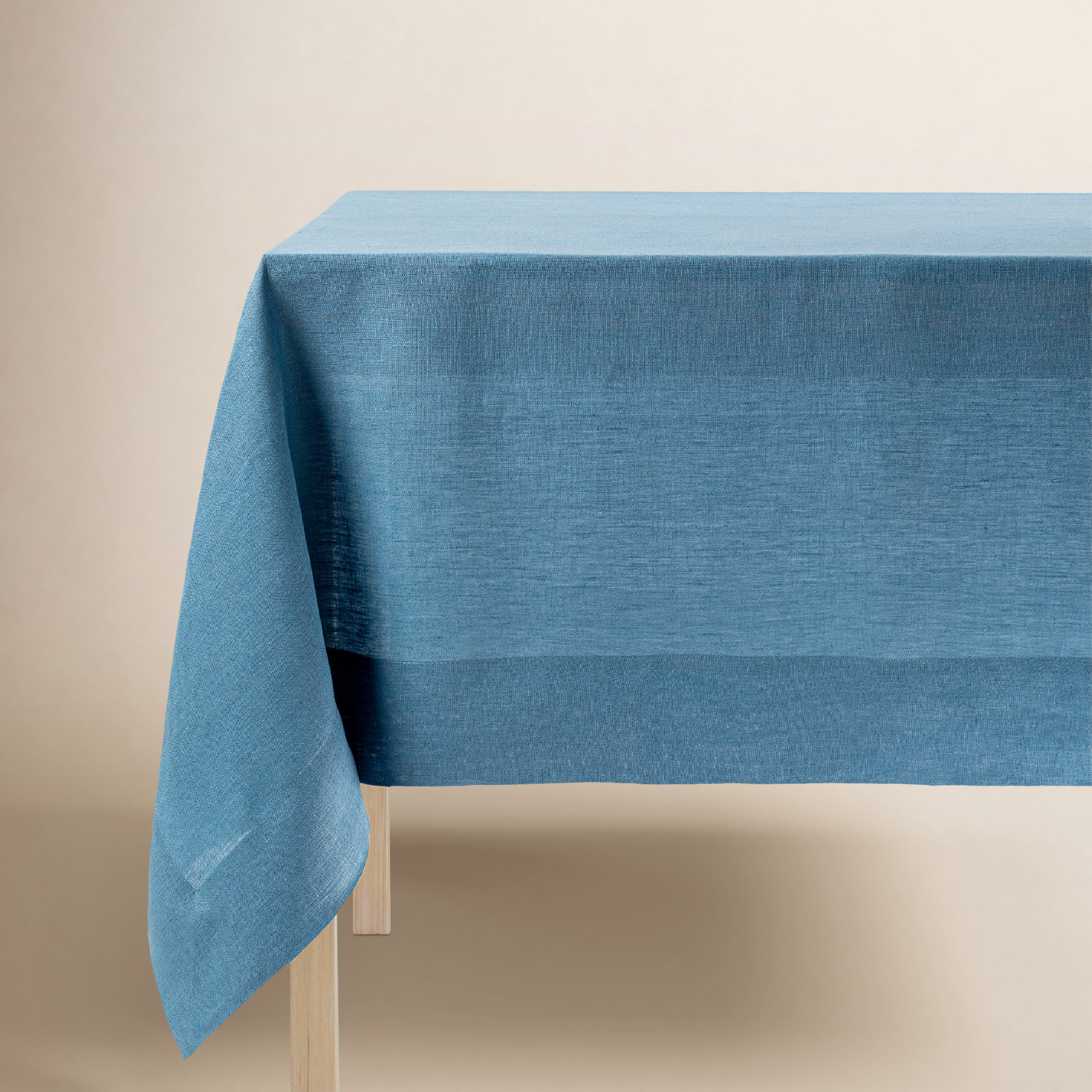 Over&Back 100% Linen Woven Table Cloth, Blue, 70" W x 108" L