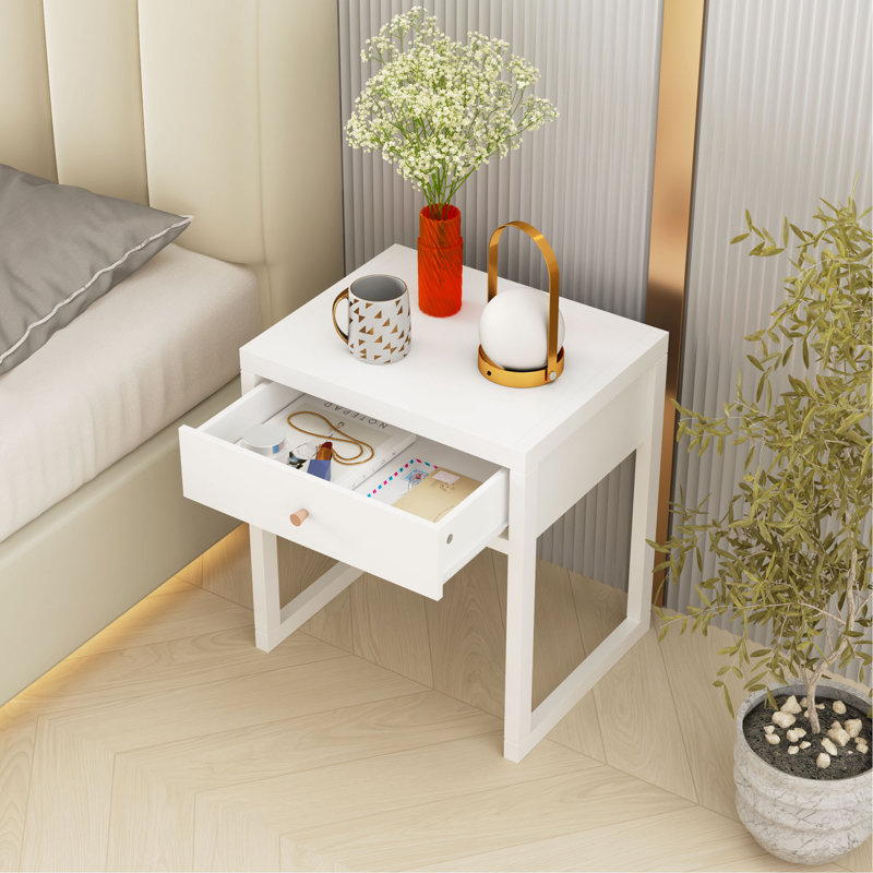 Nordik Scandinavian Nightstand with MDF and Spacious Drawer