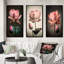 «Blossoming Pink Vintage Lotus», 3 pièces sur toile-552485638-552485637