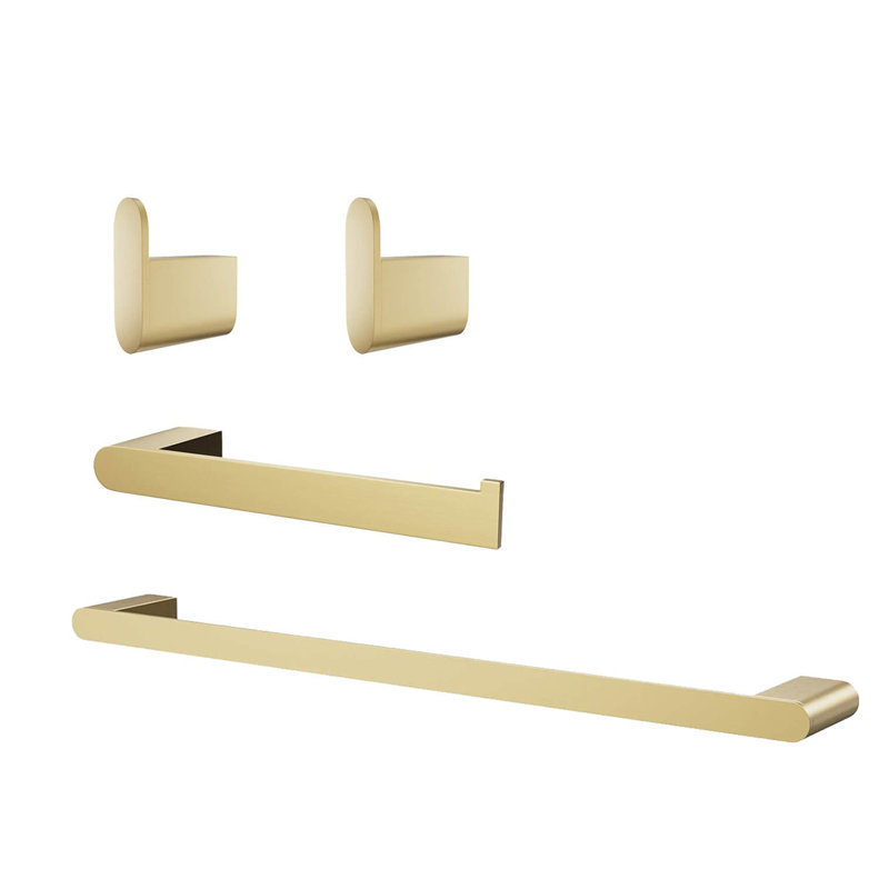 4-Piece Bathroom Hardware Set, Brushed Gold