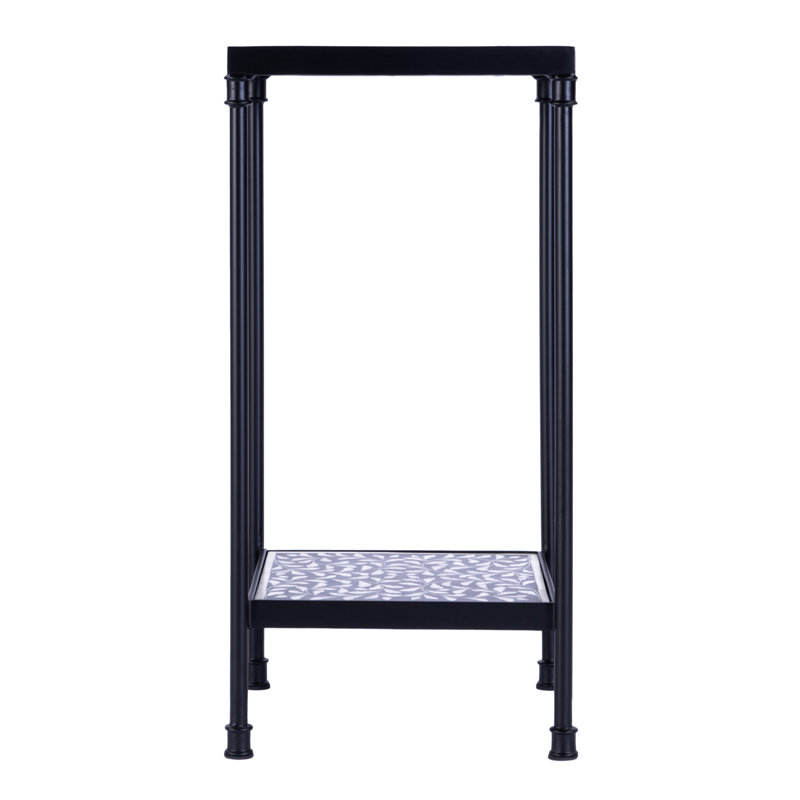 Lana Resin and Bone Inlay Side Table, Black Bone Inlay