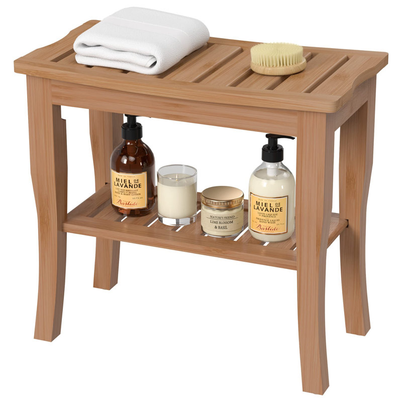 Banc de douche en bambou l 18,98 po Nathalie, Brun