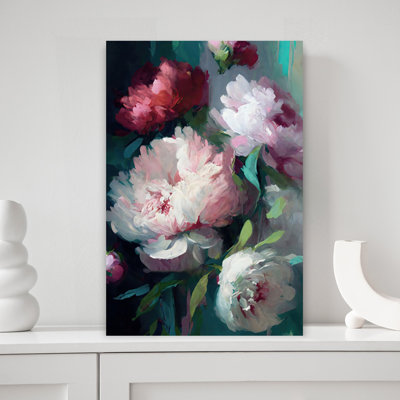 Art mural abstrait contemporain pivoines Lucious