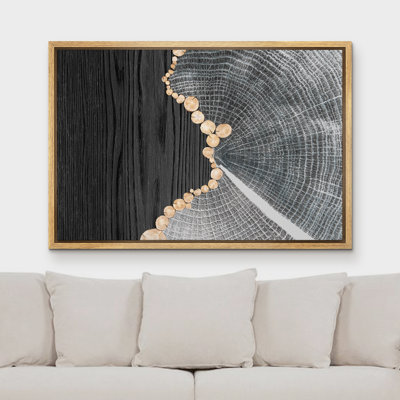 "Collage d'arbre géométrique à grain de bois noir, formes abstraites, illustrations d'art moderne" sur