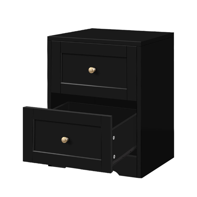 Jene 2 Drawer Bedside Table, Black