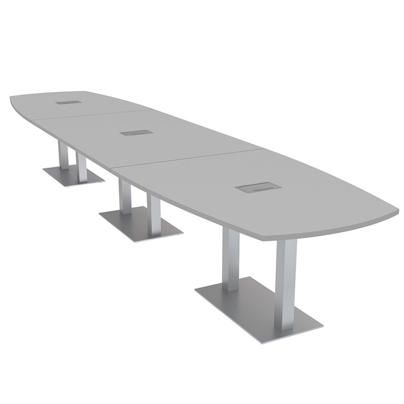 Table de réunion Arc-Boat avec base en métal double 2 modules de puissance et de données, H 30 po x l 216 po x P 48 po