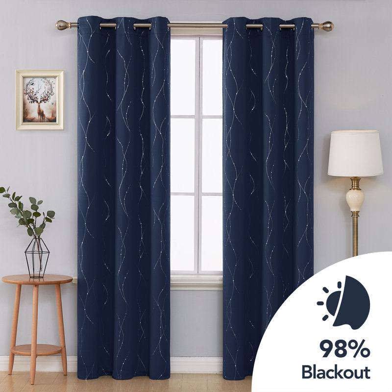 Room Darkening Curtain Pair, Navy, 38" W x 63" L