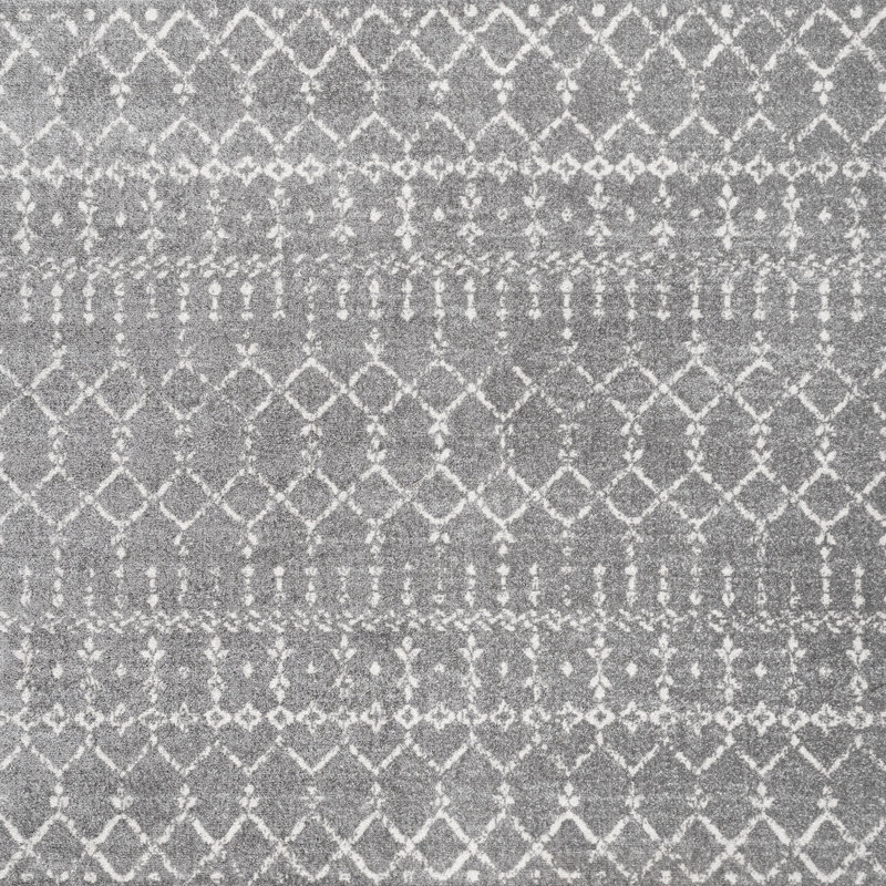Tapis gris / ivoire Kateshia, Carré 5 pi
