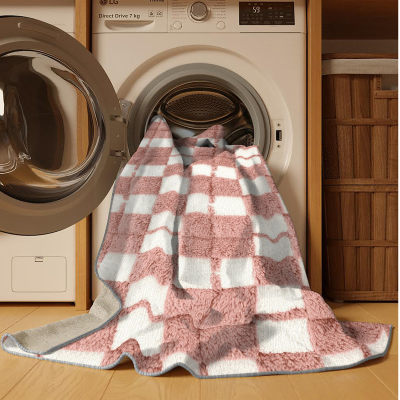 Tapis brun à carreaux lavable à la machine, Rectangulaire 2 pi x 3 pi