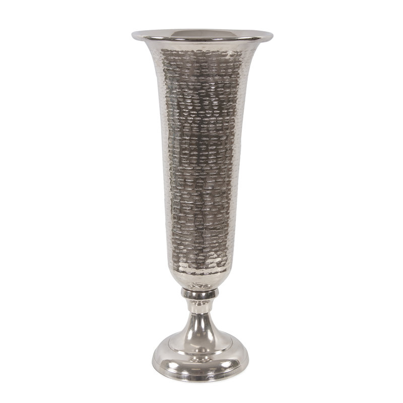 Torvi Handmade Aluminum Table Vase, Silver, 20" H x 8" W x 8" D