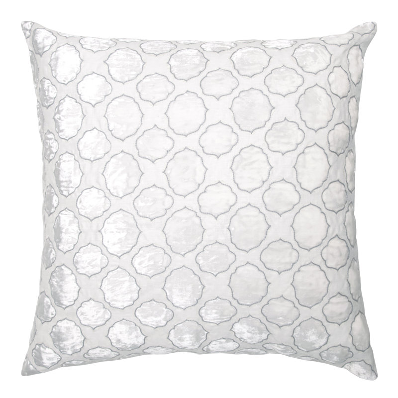 Tile Square Pillow Cover & Insert, White/Gray