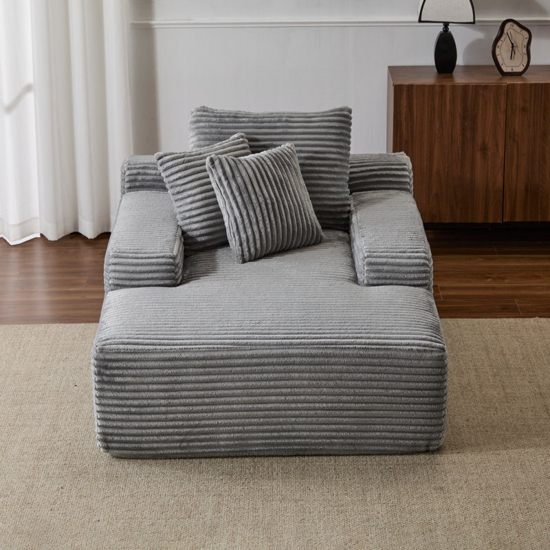Chaise longue rembourrée en velours côtelé Modern, Gris