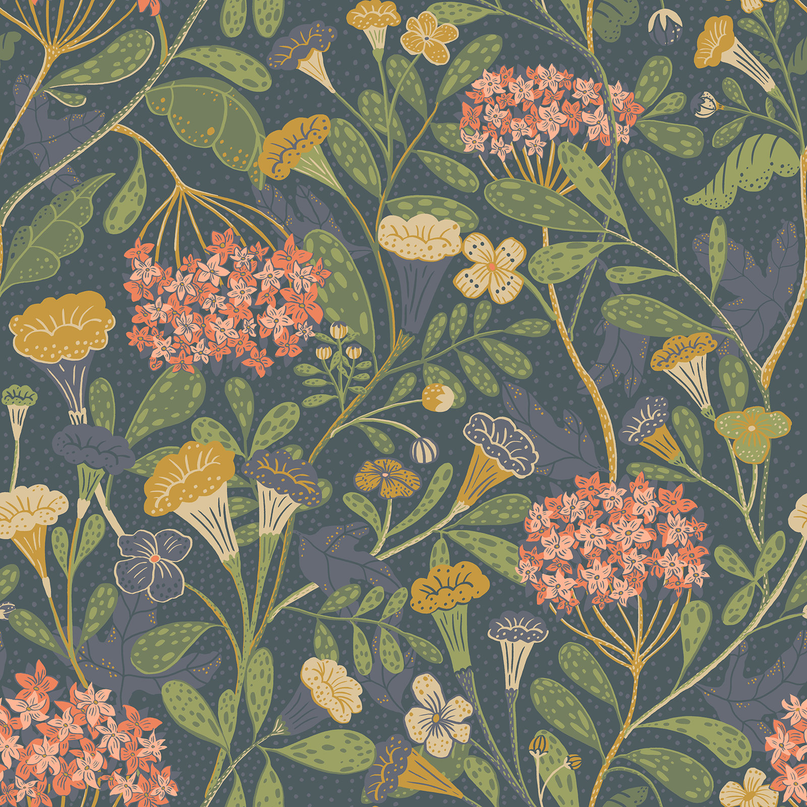 Latika Modern Floral Wallpaper, Blue