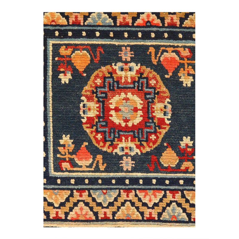 Saraphine Oriental Area Rug in Navy Blue