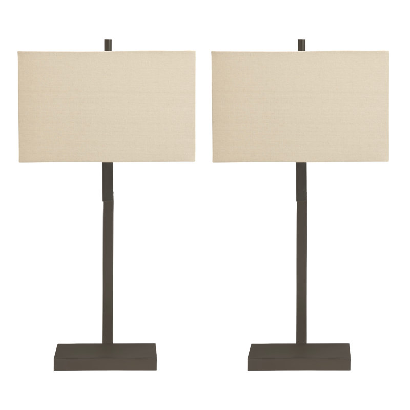 30" Metal Table Lamp With Oat Shade