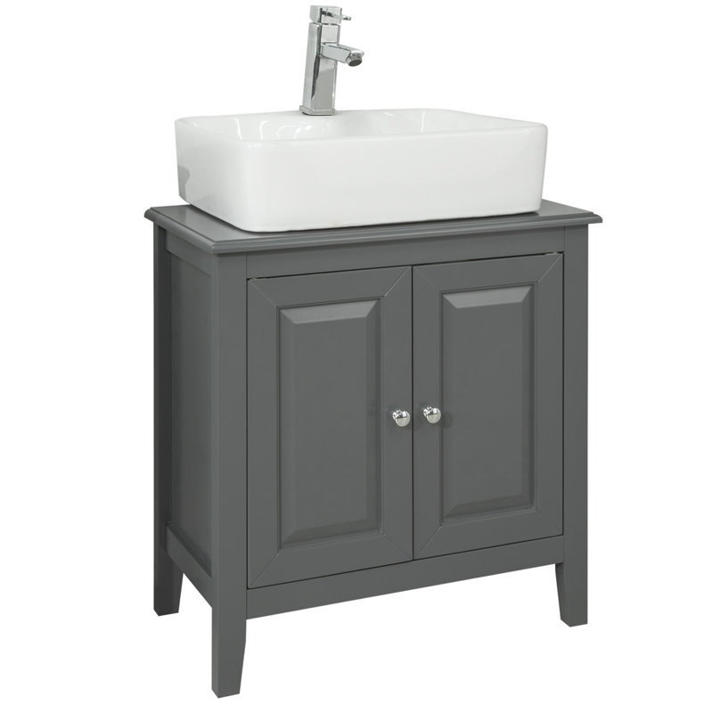 Knott 60cm Single Bathroom Vanity Base Only, Dark grey