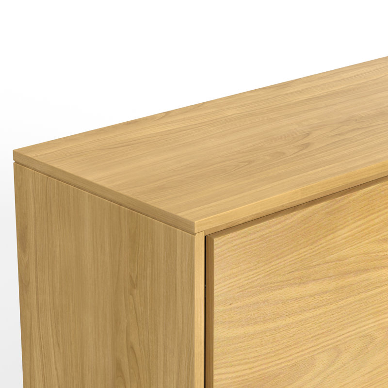 Lowry Oak Veneer Modern Industrial Sideboard Buffet
