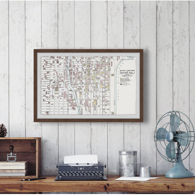 «Block Line Map of Chicago», impression encadrée