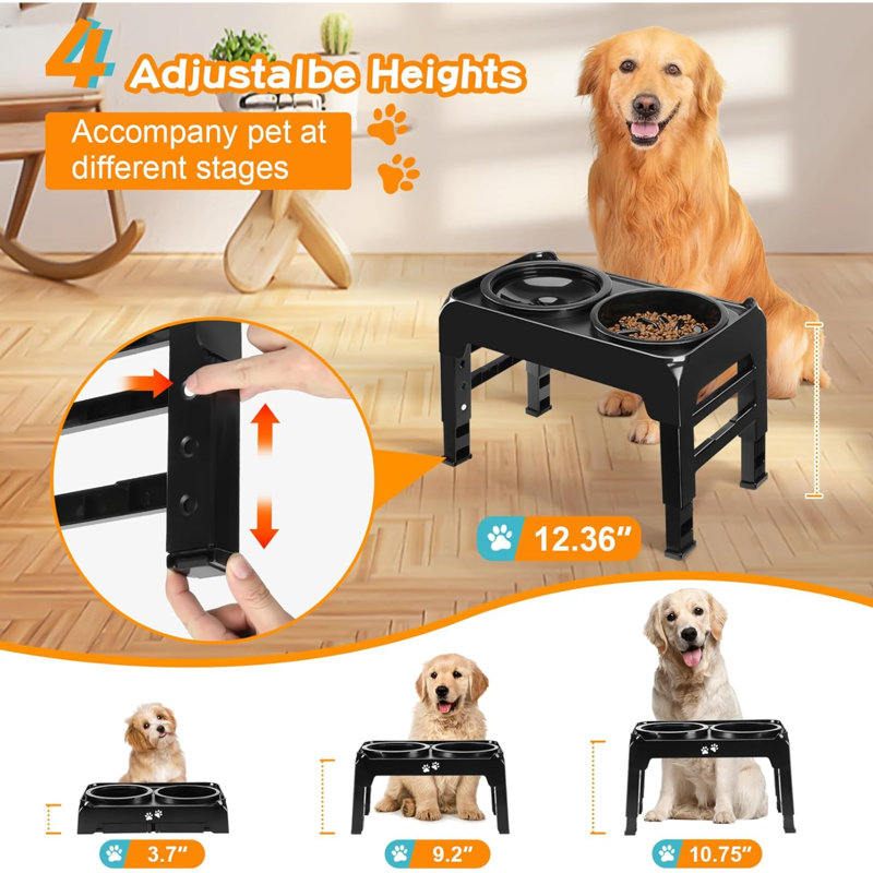 Anti-Skid Elevated Feeder, Black