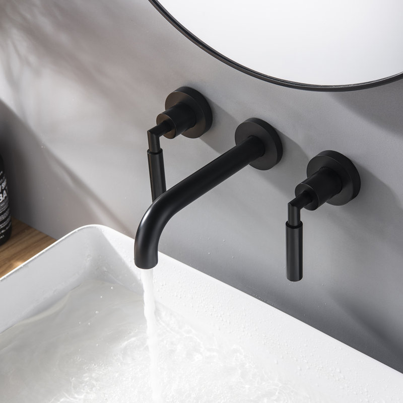 Wall Mounted Optional 2-handle Bathroom Faucet, Matte Black