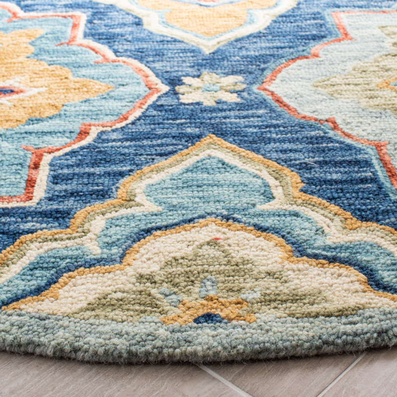 Tapis bleu marine en laine touffeté à la main Deacon, Rond 6 pi