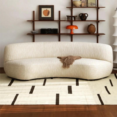 French Cream Style Off-white Curved Sofa