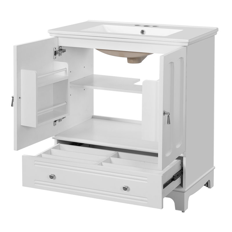 Meuble-lavabo 30 po avec lavabo en céramique, Blanc