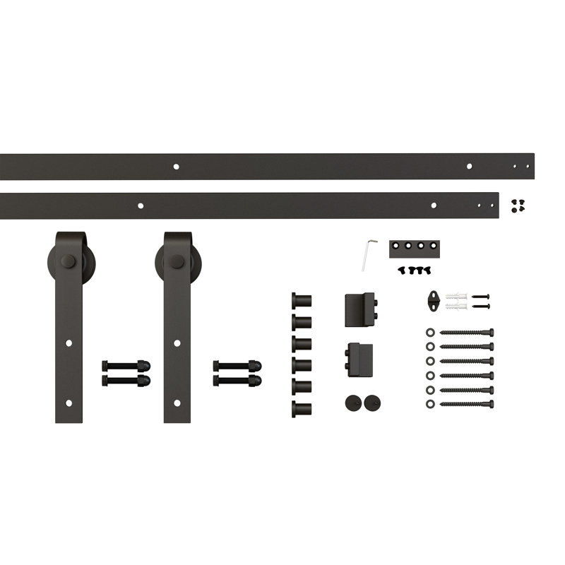 84-in x 84-in Aged Barrel Wood Double Barn Door with Oil-Rubbed Bronze Hardware