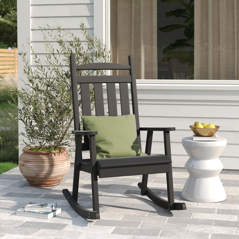 Chaise berçante en bois massif Beda Classic, Noir