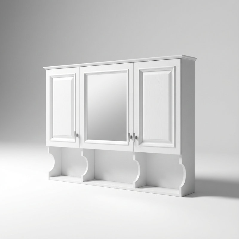 Armoire à pharmacie murale à miroir avec tablettes ouvertes et rangement dissimulé, tablette intérieure réglable pour l'organisation de la salle de bain, de la chambre à coucher ou du vestibule