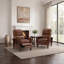  Fauteuil inclinable en cuir véritable, fauteuil inclinable avec dossier réglable, repose-pieds rembourré, siège à ressorts en mousse et accoudoirs en bois d'hévéa massif pour le salon-20073632