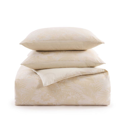 Beachside Blooms Cotton Beige Duvet Cover Set