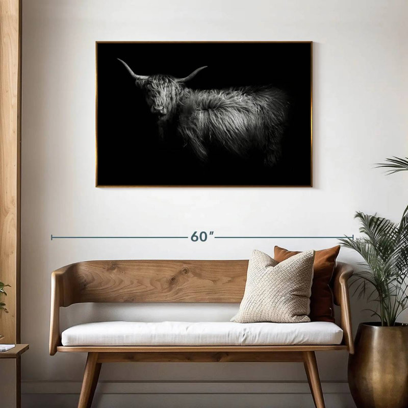 Hello Highland Cow, Cadre flottant doré, 43 po x 29 po
