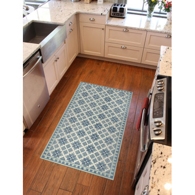 Un-Rug Kirkwood Blue Low Profile Kitchen Mat by Matterly