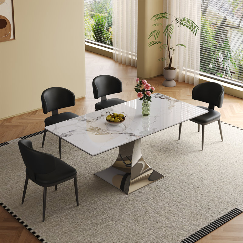 71" Rectangular Dining Table For 6-8 People, 9 Pieces: Table, 8 Chairs