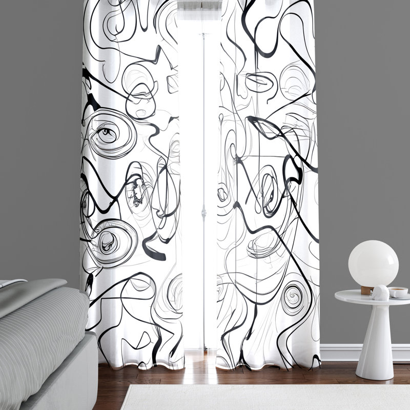 Paire de rideaux semi-transparents en polyester Detrez, L 56 po x L 78 po