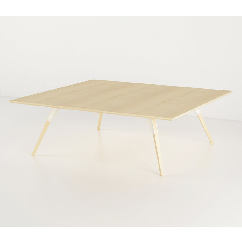 Table basse clarke, H 18 po x L 54 po x l 46 po, Érable, blanc