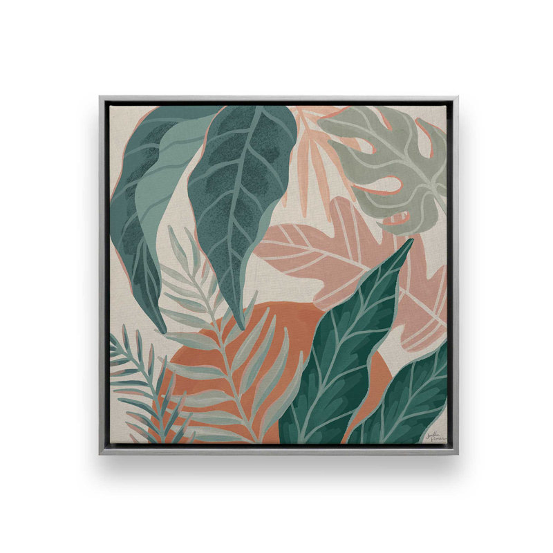 «Tropical Leaves II», reproduction sur toile avec cadre, H 12,75 po x l 12,75 po, Chrome poli
