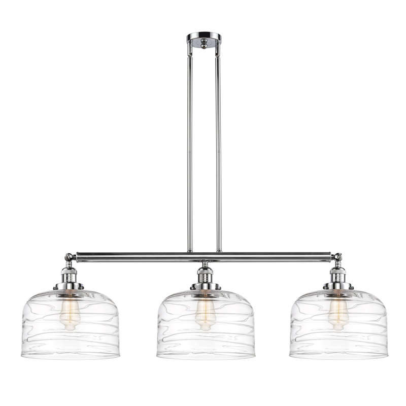 Bell - Luminaire suspendu pour îlot de cuisine 3 lumières 42 " , Grainé, Chrome poli, Ampoule non incluse