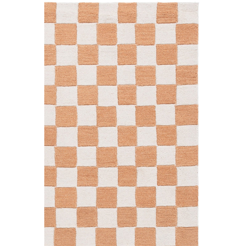 Arboles Ebony Hand Tufted Wool/Cotton Geometric Rug in Rust/Ivory, Rectangle 3' x 5'