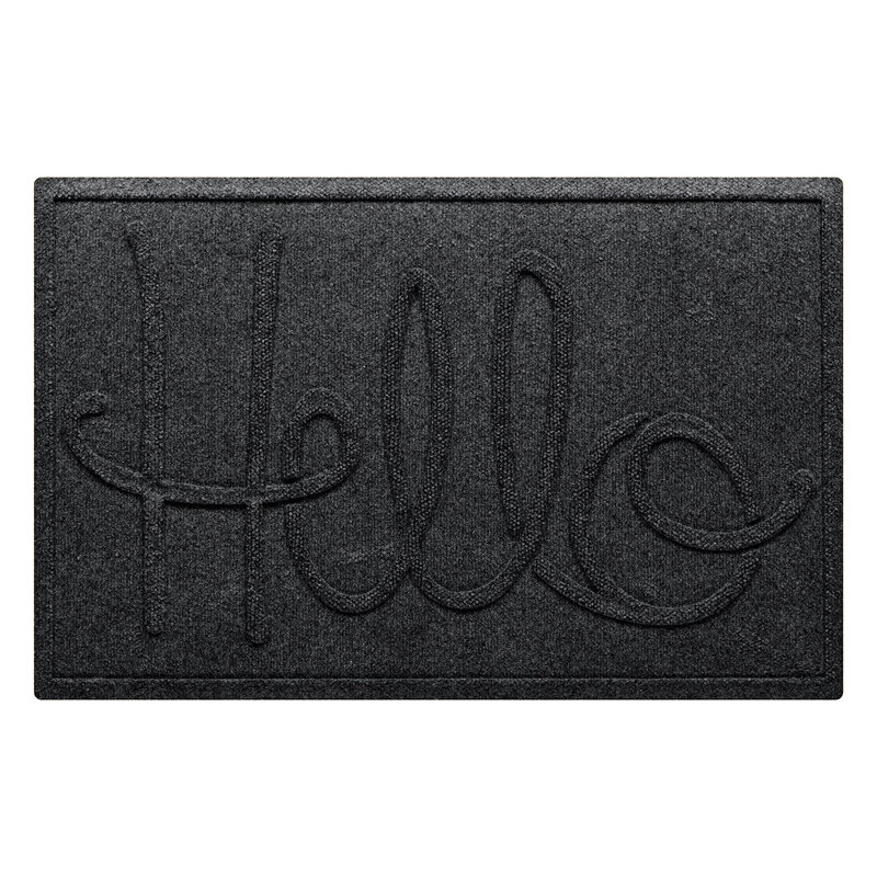 WaterHog Hello 23 in. x 35 in. Indoor Outdoor Door Mat, Charcoal