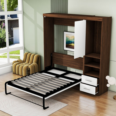 Lit escamotable avec tablettes et tiroirs Lorance
