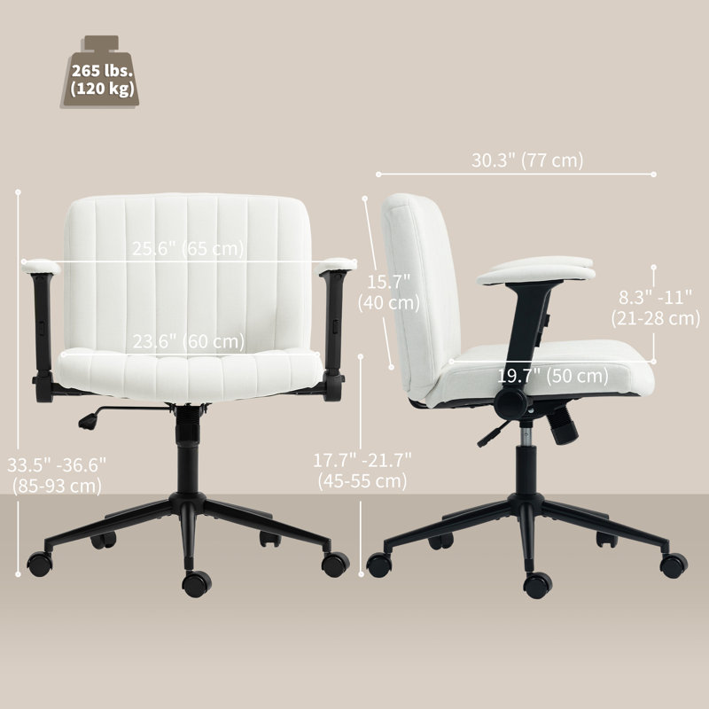 Chaise de bureau Criss, Blanc, crème